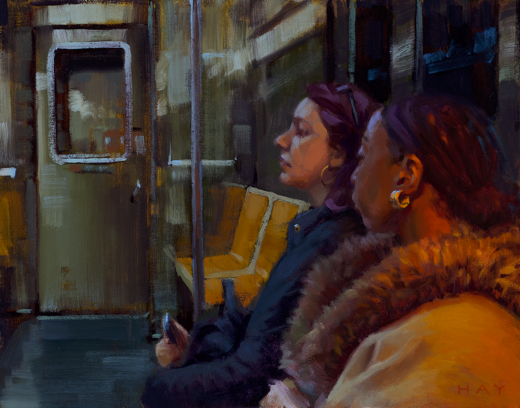 Painting of people on subway
